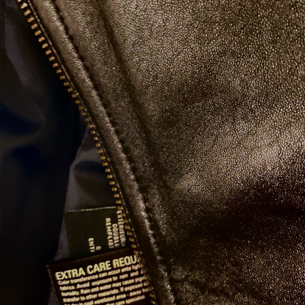 Cole Haan Black LEATHER Jacket with Streamlined Design - Picture 5 of 6